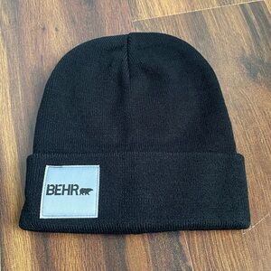 Behr Paint Black Stretch Folded Beanie Hat New